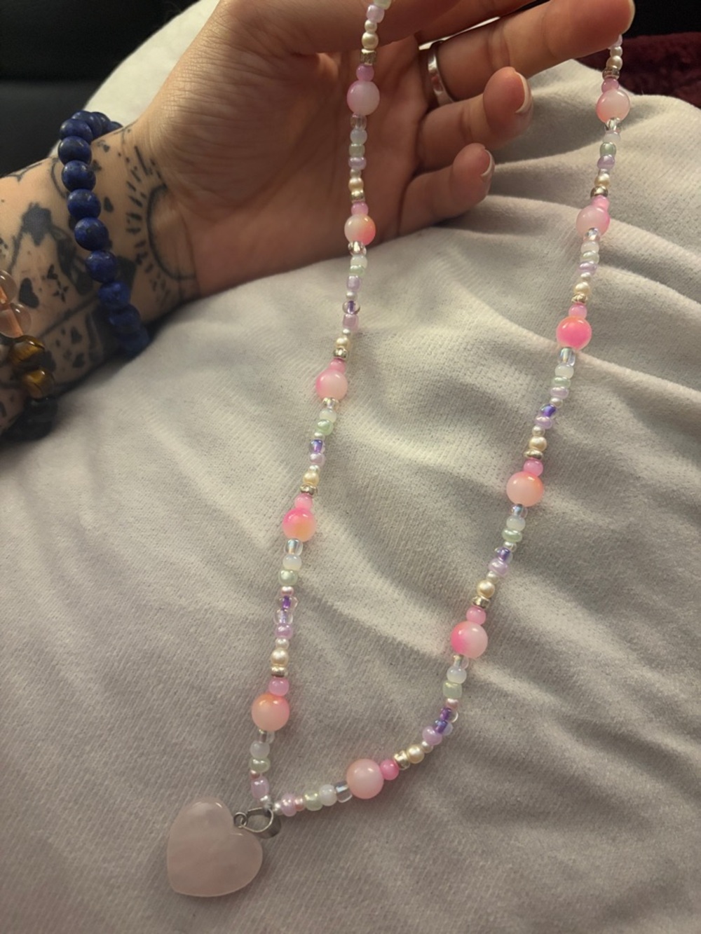 Handcrafted Pink Quartz Heart Pendant Necklace